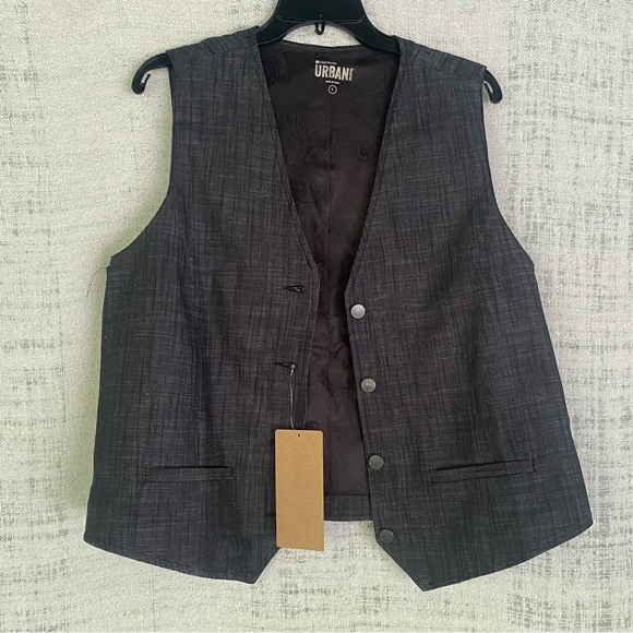 NWT Chef Works URBAN Collection Button Front Gray Black Cotton Blend Vest SizeM - Picture 5 of 9
